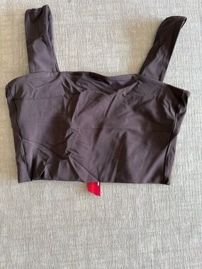 Left On Friday Brown Square-Neck Crop Top